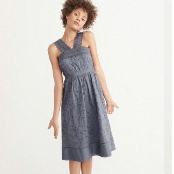 Abercrombie & Fitch Dresses & Skirts - Y2K Abercrombie and Fitch Gray / Blue Lace Eyelet Midi Dress Size 10 / 12